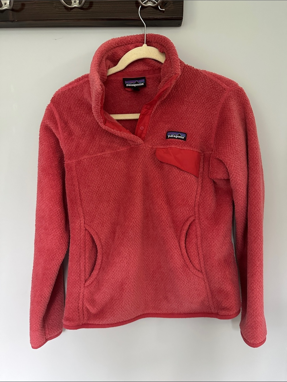 Patagonia Coral Red Fleece Snap-T Pullover